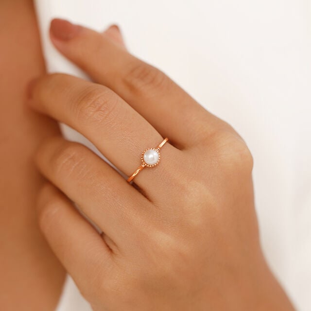 Pearl Adorned 18KT Diamond Finger Ring,,hi-res view 1