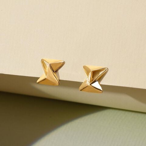 Edgy Prism Gold Stud Earrings