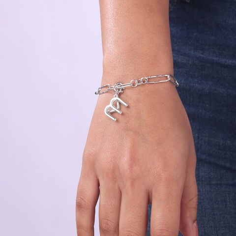 Classic Initial M Silver Charm