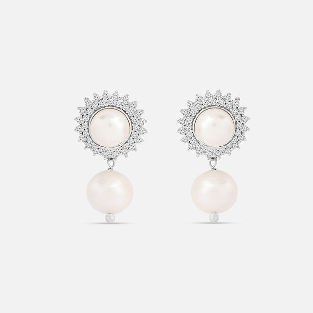 Magnificent Pearl Silver Drop Earrings,,hi-res image number null
