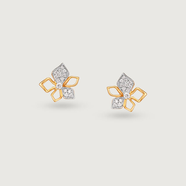 Sparkling Symmetry Gold & Diamond Stud Earrings,,hi-res image number null