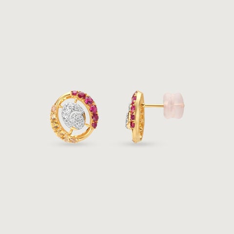 Sunrise Aura Sapphires & Diamond Stud Earrings