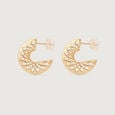 Sculpted Lattice Gold Hoop Earrings,,hi-res view 2