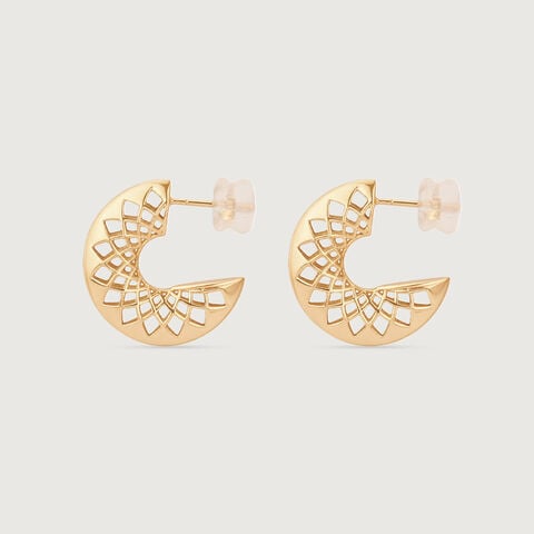 Sculpted Lattice Gold Hoop Earrings