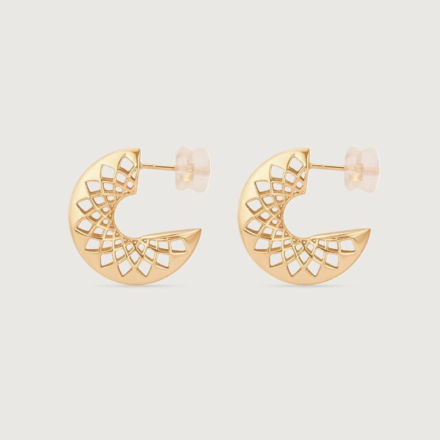 Sculpted Lattice Gold Hoop Earrings,,hi-res image number null