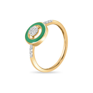 14 KT Yellow Gold Round Diamond Finger Ring