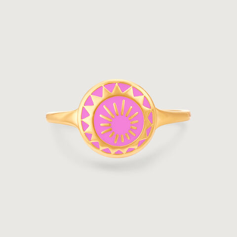 Luminous Sunset Enamel Gold Signet Ring