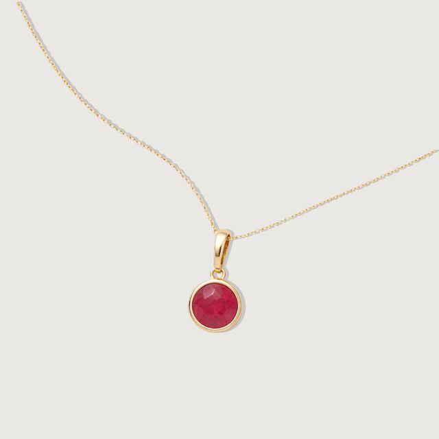 Structured Sleek Ruby Gold Pendant,,hi-res image number null