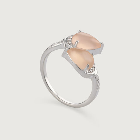 Peach Chalcedony Silver Ring