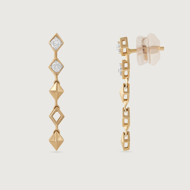 Sequin Glam Gold & Diamond Drop Earrings,,hi-res image number null