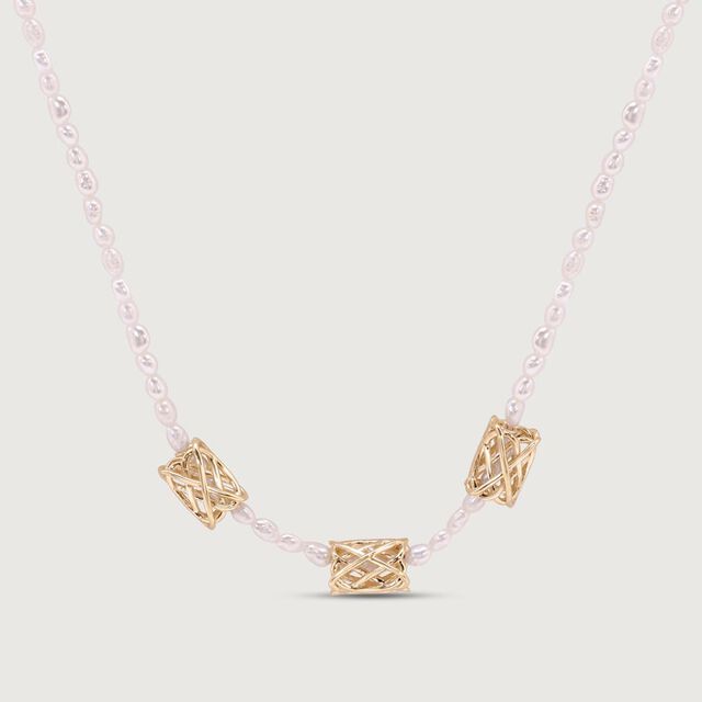 Golden Lattice Pearl Chain,,hi-res image number null