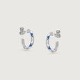 Edgy Mosaic Silver Hoops Earrings,,hi-res view 3
