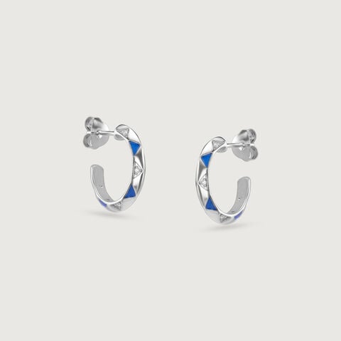 Edgy Mosaic Silver Hoops Earrings
