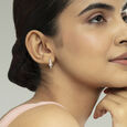 Sparkling Fringe Gold & Diamond Hoop Earrings,,hi-res view 2