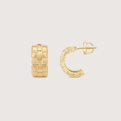 Woven Texture Gold Hoop Earrings