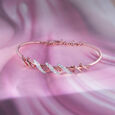 Twisted Blend Diamond & Gold Bangle,,hi-res view 1