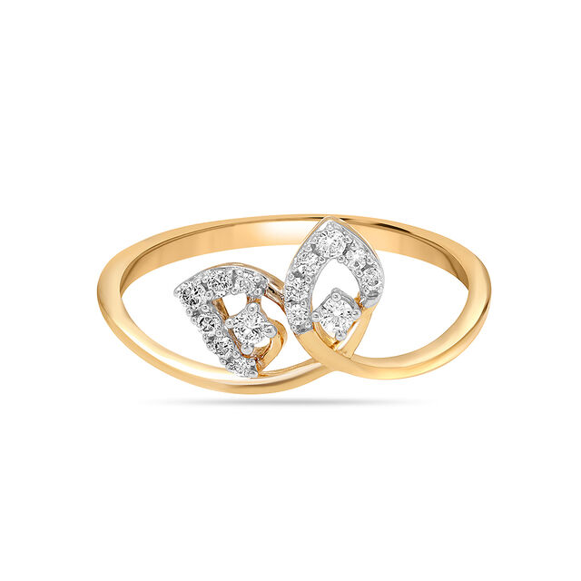 14KT Yellow Gold Timeless Leafy Diamond Ring,,hi-res view 2