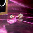 Laser Swirl Gold & Diamond Stud Earrings,,hi-res view 1