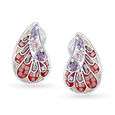 Silver Stud Earrings For Women In Multi-Coloured Open Polki Design With French Back Closure,,hi-res view 1