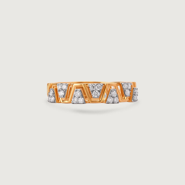 Zigzag Radiance Gold & Diamond Finger Ring,,hi-res image number null