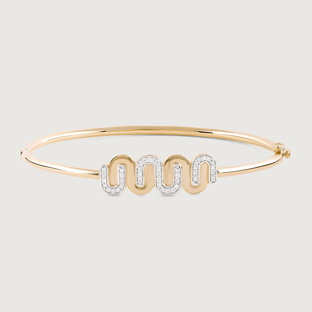 Intertwined Bonds Gold & Diamond Bangle,,hi-res image number null