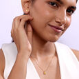 Lock Charm 14 Kt Gold Necklace Set,,hi-res view 2