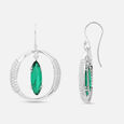 Green Enchantment Silver Hoop Earrings,,hi-res view 4