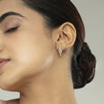 Mystic Petal Gold & Diamond Hoop Earrings,,hi-res view 2