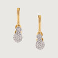 Dangle Charm Gold & Diamond Hoop Earrings,,hi-res view 3