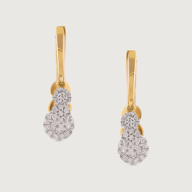 Dangle Charm Gold & Diamond Hoop Earrings,,hi-res image number null