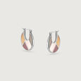 Intricate Radiant Mother of Pearl Silver Hoop Earrings,,hi-res view 3