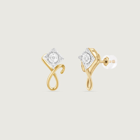 Fluid Frame Diamond Stud Earrings