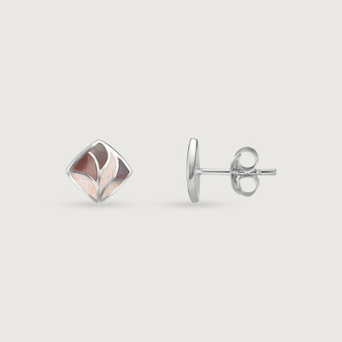 Artistic Mosaic Opal Silver Stud Earrings