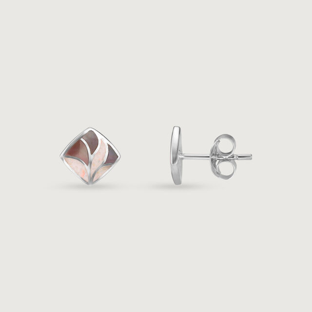 Artistic Mosaic Opal Silver Stud Earrings,,hi-res image number null