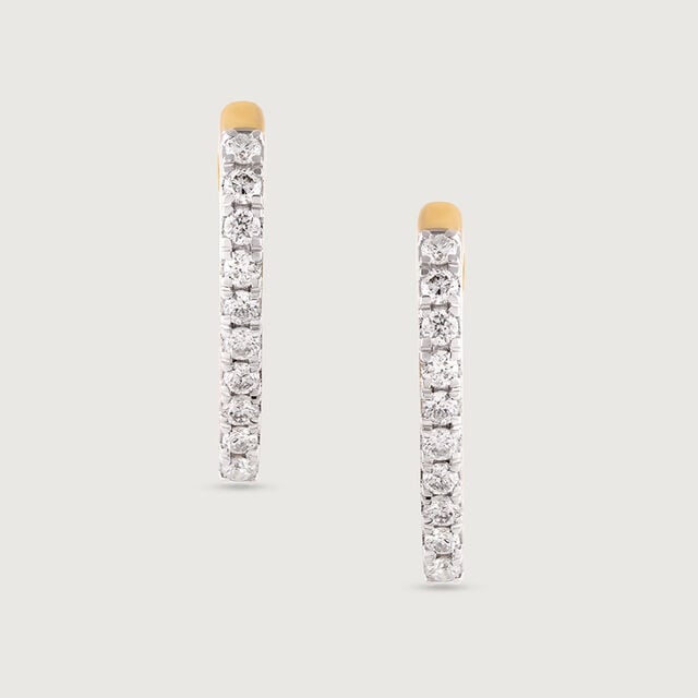Sleek Edgy Gold & Diamond Hoop Earrings,,hi-res image number null