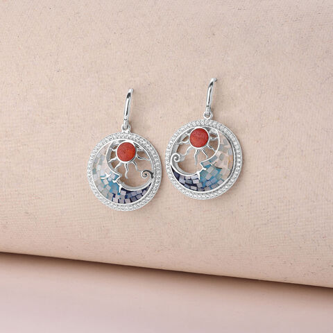 Mother of Pearl Sunny Silver Hoop Earrings
