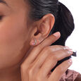 Delicate Rosebud Gold & Diamond Stud Earrings,,hi-res view 2