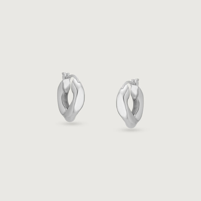 Sculpted Flow Silver Hoop Earrings,,hi-res image number null