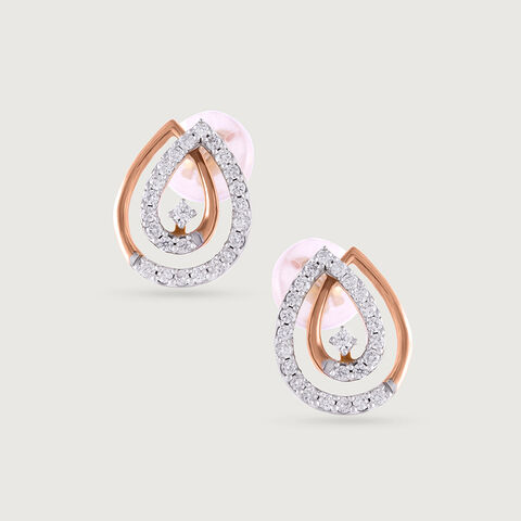 Classic Rose Gold & Diamond Studs Earrings
