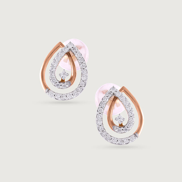 Classic Rose Gold & Diamond Studs Earrings,,hi-res image number null