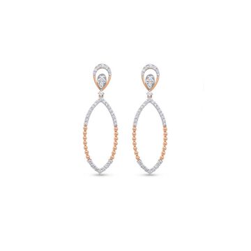 14 KT Rose Gold Graceful Diamond Drop Earrings