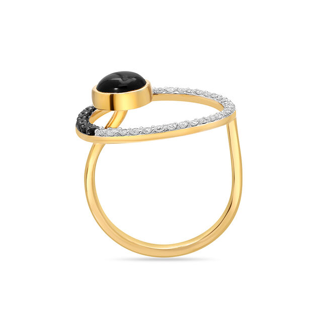 18KT Yellow Gold Gleaming Circle Diamond and Onyx Ring,,hi-res view 4