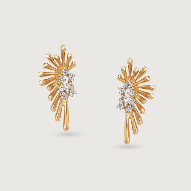 Radiant Sunburst 14KT Gold & Diamond Stud Earrings,,hi-res image number null