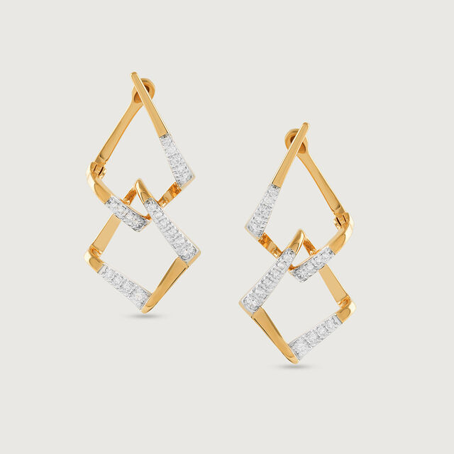 Geometric Glam Gold & Diamond Hoop Earrings,,hi-res image number null