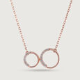 Double Circle Gold & Diamond Pendant with Chain,,hi-res view 3