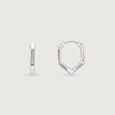 Sleek Angular Silver Hoop Earrings,,hi-res view 4