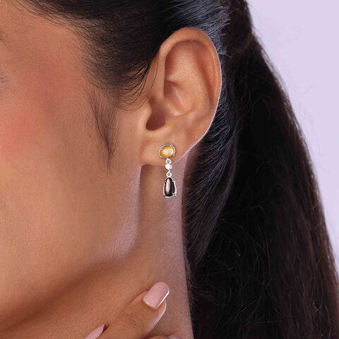 Earthy Dramatic Mother of Pearl Silver Drop Earrings