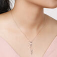 14Kt Rose Gold Oval Sparkling Diamond Necklace,,hi-res view 3