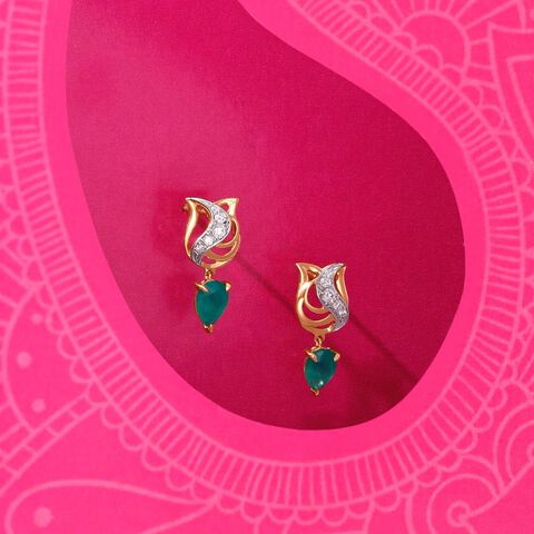 Paisley Lotus Diamond Drop Earrings
