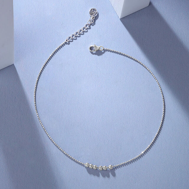 Minimal Gleam Silver Anklet,,hi-res image number null